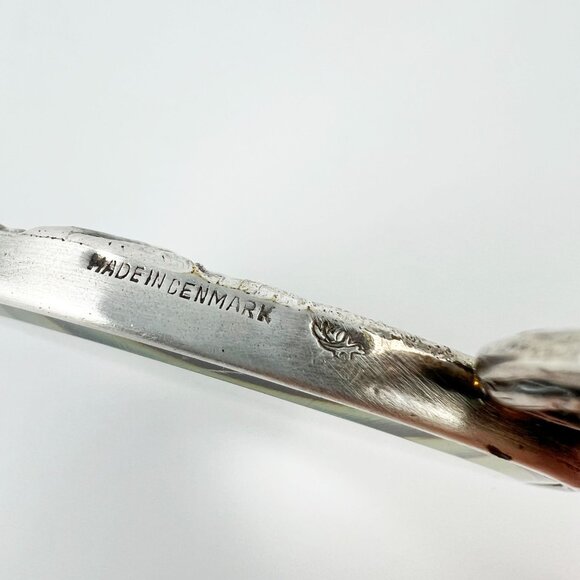 Vintage Denmark HANS JENSEN Silver Plated Hand Purse Mirror Village Tavern Scene - Picture 4 of 6